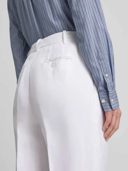 Spodnie materiałowe o kroju loose fit z mieszanki lnu i model „SENDON” Lauren Ralph Lauren białe