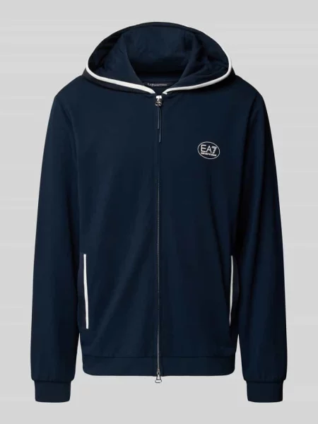 Bluza rozpinana z logo i dwustronnym zamkiem błyskawicznym Ea7 Emporio Armani granatowa