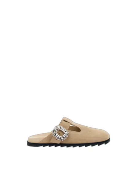 Klapki mules Roger Vivier skórzane beżowe