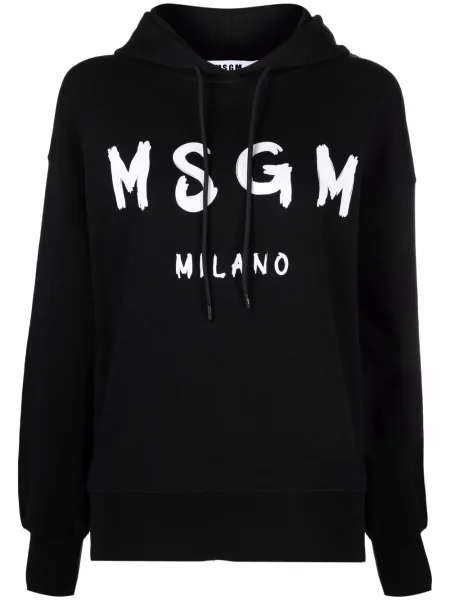Bluza z kapturem Msgm z nadrukiem czarna