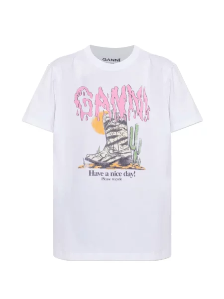Tricou Ganni cu imagine alb