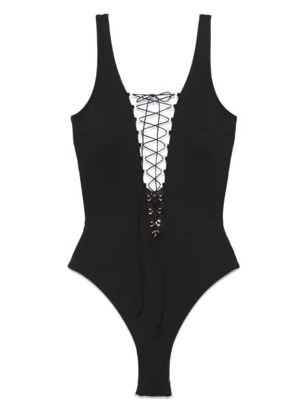 Kupaći kostim Noire Swimwear s vezicama s čipkom crna