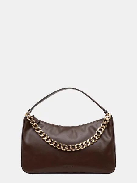 Geanta de piele Twinset din piele maro