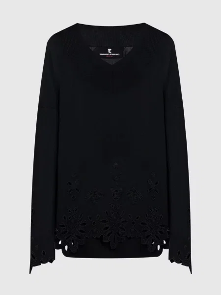 Пуловер з мереживом Ermanno Scervino чорний