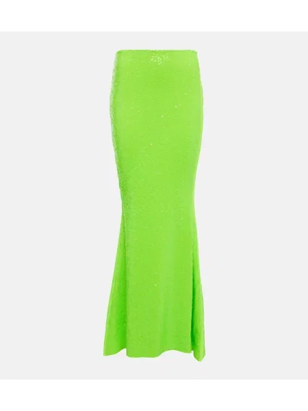 Fusta maxi Norma Kamali cu talie înaltă verde