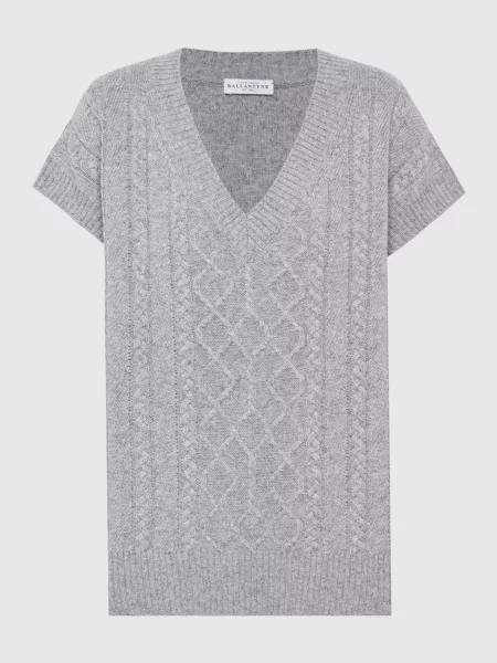 Меланжевий жилет з вовни у фактурний візерунок Ballantyne сірий