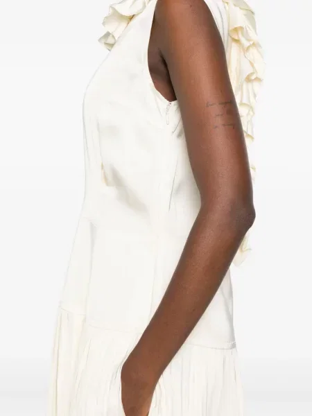 Rochie Jil Sander cu volane plisată de costum alb