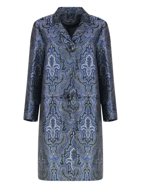 Płaszcz Carlotta Canepa żakardowy jednorzędowy niebieski