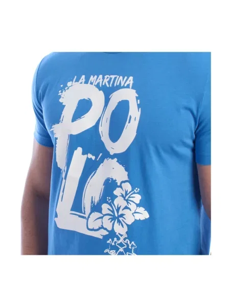 Koszulka polo La Martina z krótkim rękawem niebieska