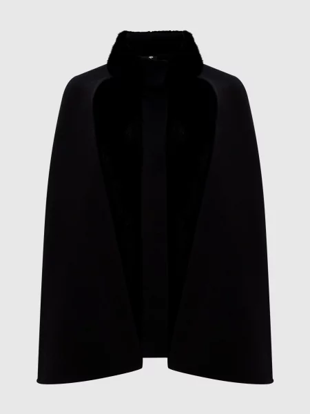 Укорочене пальто з кашеміру та вовни з хутром Babe Pay Pls чорне