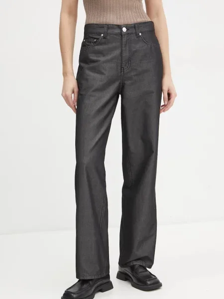 Won Hundred pantaloni femei drept high waist negru