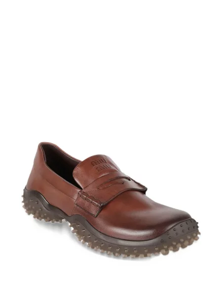 Bőr loafer Miu Miu barna