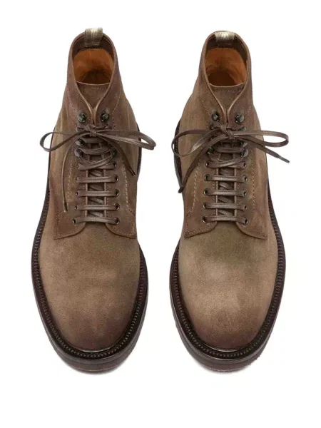 Botine Officine Creative cu șireturi din piele de căprioară maro
