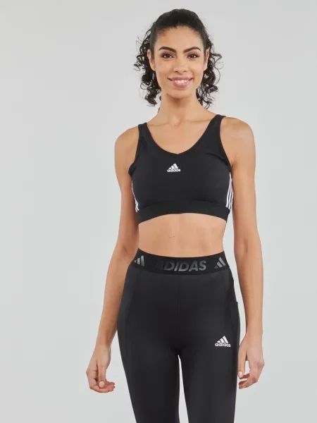 Prugasti grudnjak Adidas ošišan crna