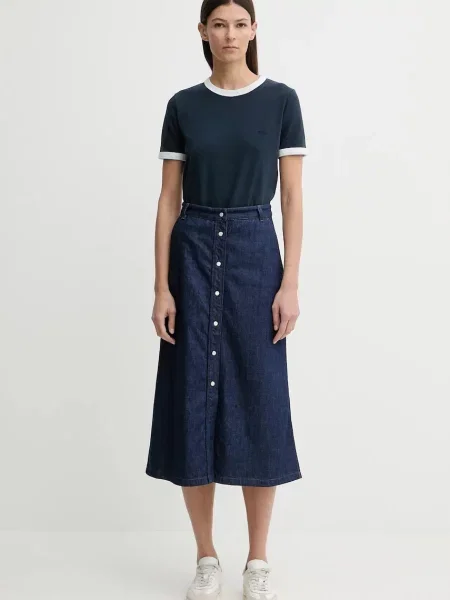 A.P.C. spódnica jeansowa JUPE LONGUE midi rozkloszowana granatowy