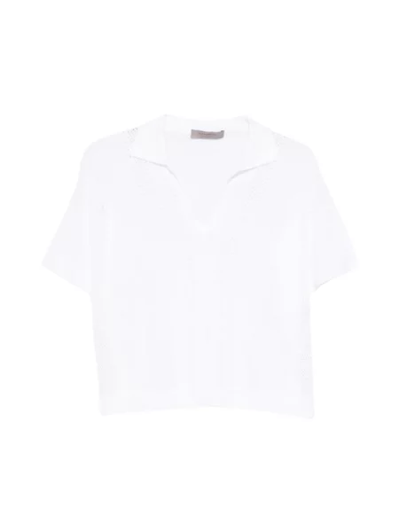 Dzianinowe polo D.exterior z dekoltem w serek białe