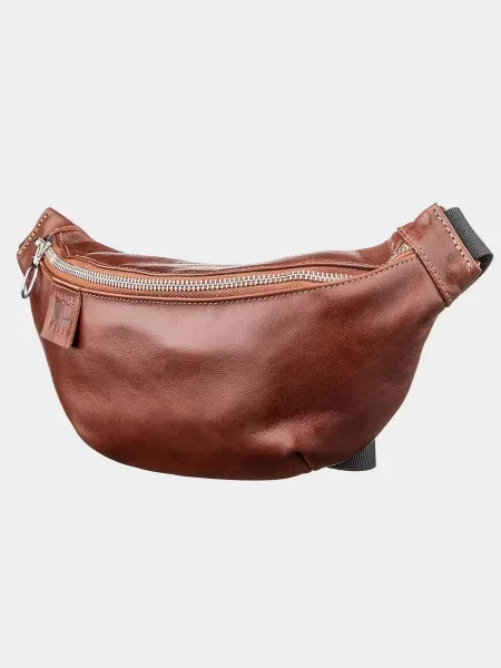 Кожаная поясная сумка Grande Pelle коричневая