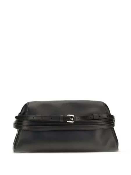 Geantă plic Moschino din piele cu cataramă negru