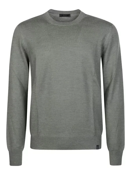 Pulover Fay de lână cu decolteu rotund gri