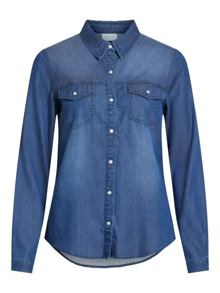 Cămașă din denim pentru femei Vila albastru