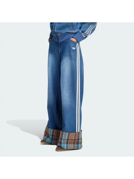 Szerokie wielobarwność spodnie Adidas Originals w kratkę