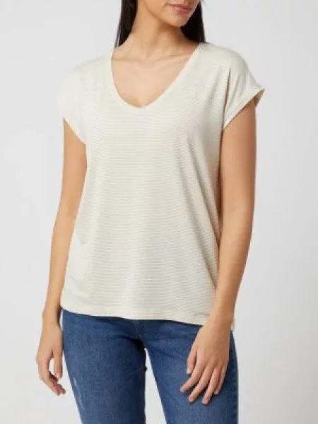 T-shirt z efektowną przędzą model ‘Billo’ Pieces biała