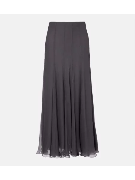 Jedwabna maksi spódnica maxi Chloe z wysoką talią szara