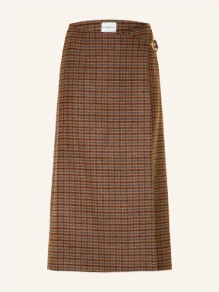Claudie Pierlot Spódnica Flanelowa Z Efektem Kopertowym beige beżowa