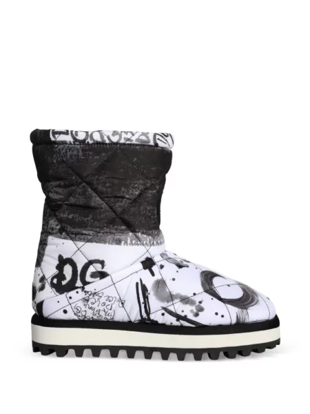 Matlasat botine Dolce & Gabbana cu imagine alb