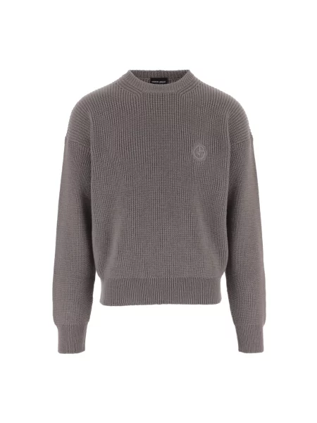 Sweter Giorgio Armani wełniany z logo szary