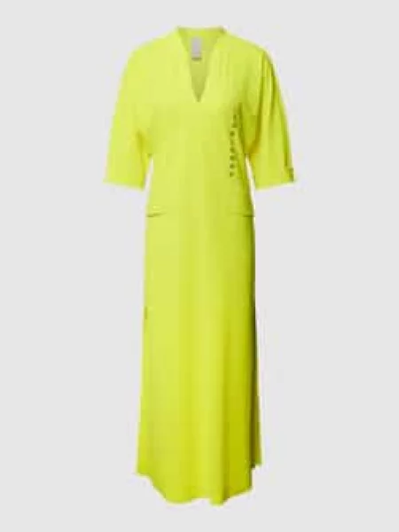 Długa sukienka z zaznaczonymi z patką model ‘ULLI EHRLICH’ Sportalm żółta