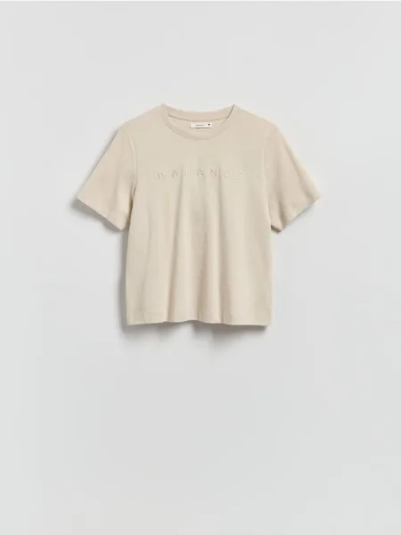 Reserved Tricou cu inscripție brodată bej