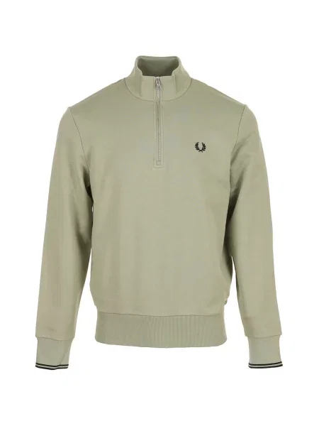 Mikina Fred Perry s polovičními zipem zelená
