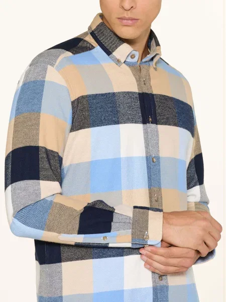 Strokesman's Koszula Flanelowa Regular Fit beige beżowa