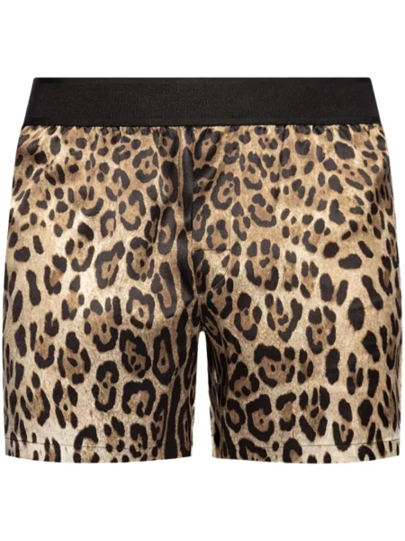 Boxeri Dolce & Gabbana de mătase cu imagine cu model leopard maro