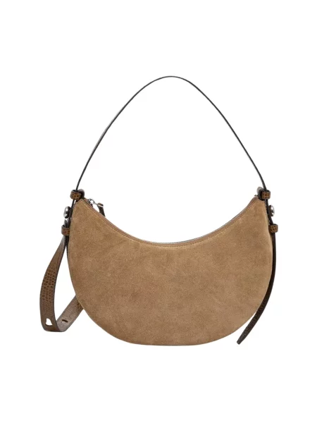 Tory Burch torebka crossbody zamszowa Romy Half Moon brązowa