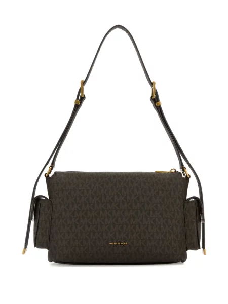 Geanta crossbody Michael Michael Kors tricotate de costum cu dungi maro