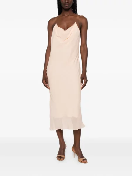 Rochie midi Mugler cu spatele deschis roz