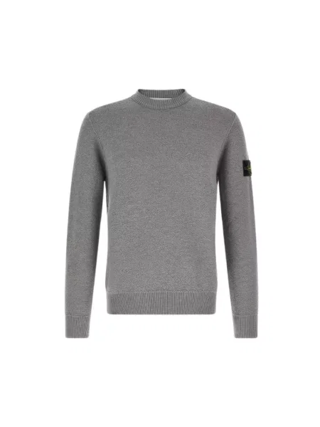 Sweter Stone Island wełniany z kamieniami szary