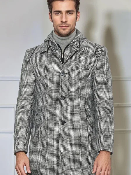 Palton Dewberry în carouri gri