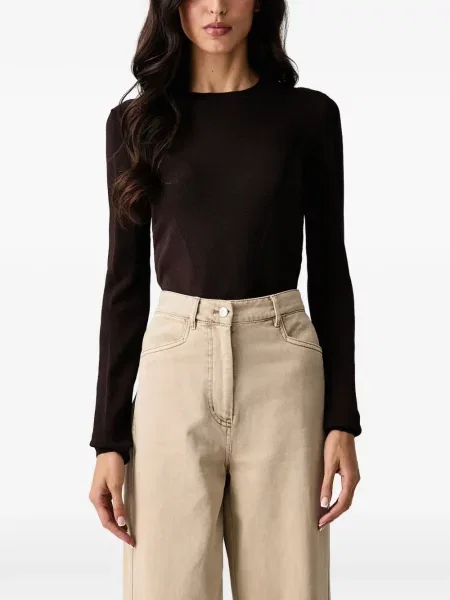 Pulover Armani Exchange cu broderie maro