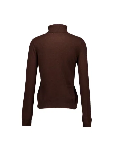 Lniany sweter z golfem Absolut Cashmere brązowy
