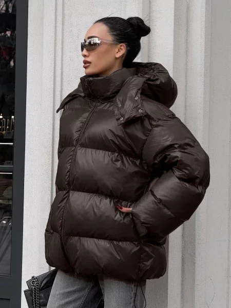 Пуховик Jadone Fashion коричневый