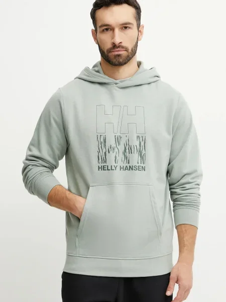 Суичър с качулка Helly Hansen с качулка с апликация зелено