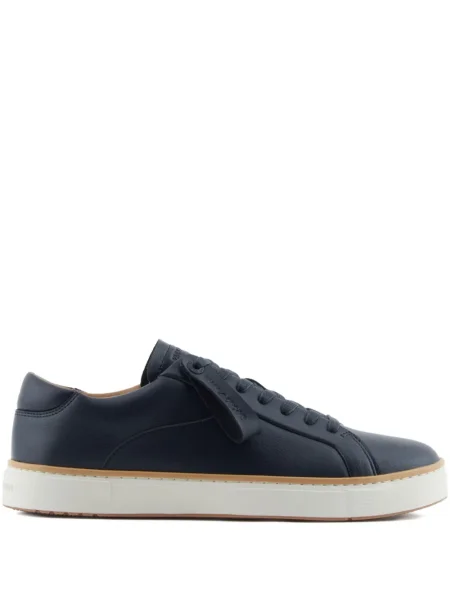 Sneakerși Emporio Armani cu șireturi din piele albastru