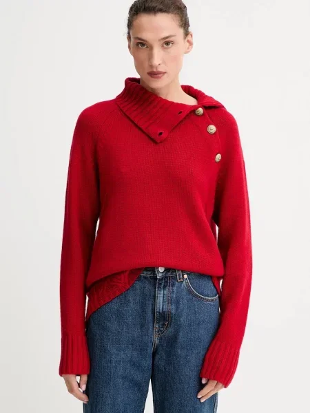 ZADIG&VOLTAIRE pulover de casmir călduros cu guler roșu