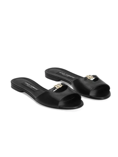 Klapki Dolce And Gabbana skórzane czarne