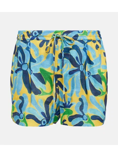 Lniane szorty Marni niebieskie