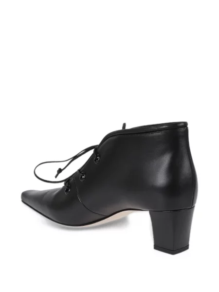 Cizme scurte Manolo Blahnik cu șireturi din piele negru