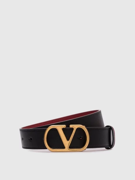 Кожаный двусторонний ремень Valentino с ремешками